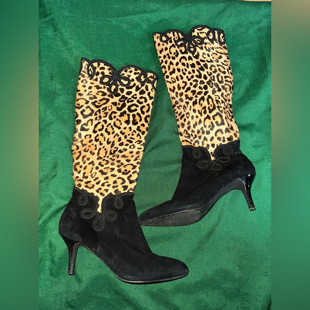 Leopard Print and Black Women's Boots